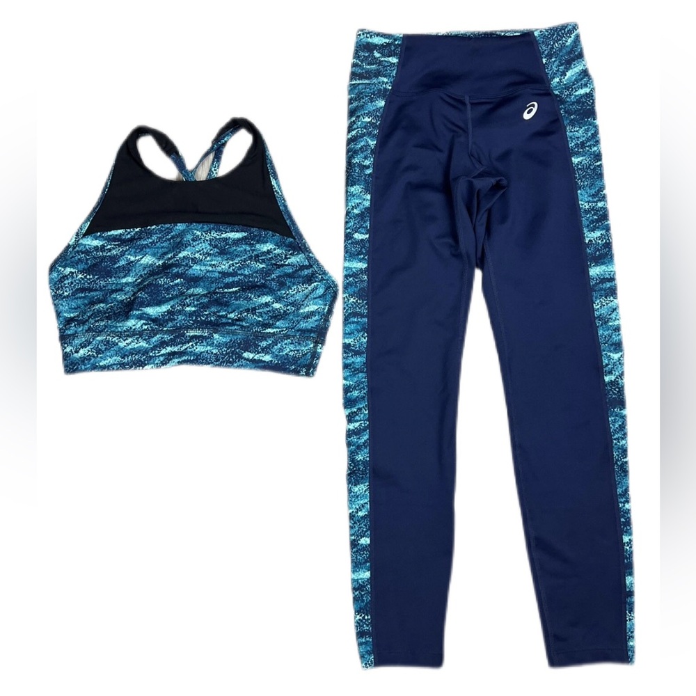 ASICS Women’s Teal and Navy Activewear Top And Bottom Set Size M(?)/M